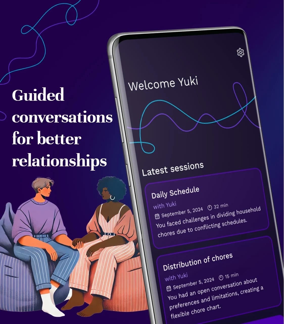 Relatable guided conversations marketing screen